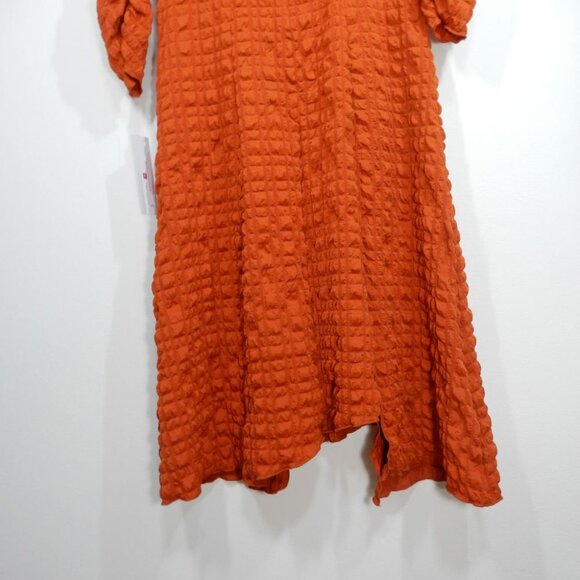 IC Collection Mock Neck Midi Dress Size XS Brick Slits Pockets Lagenlook NEW - Picture 7 of 10